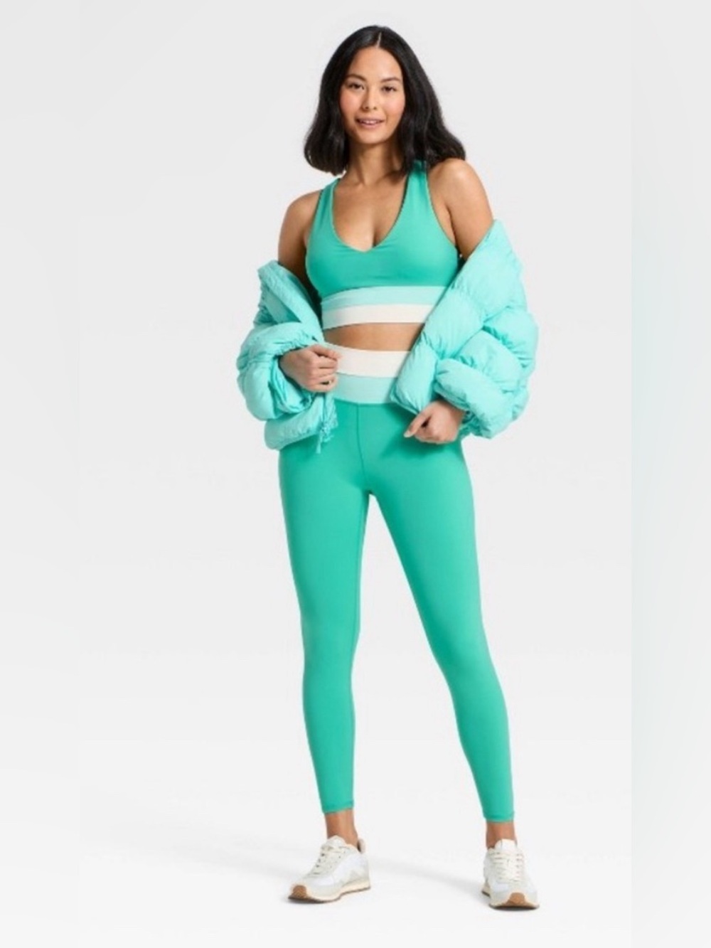 Set Women's High-Rise Colorblocke Longline Bra & Leggings - JoyLab Turquoise XXL